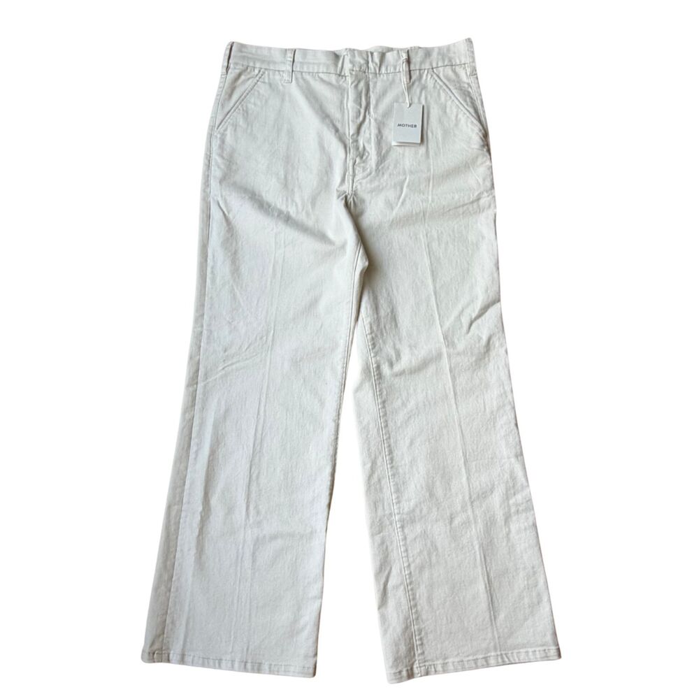 NWT Mother The Sk8r Prep Sneak Ecru Cream High Waist Wide Leg Pants Sz 31